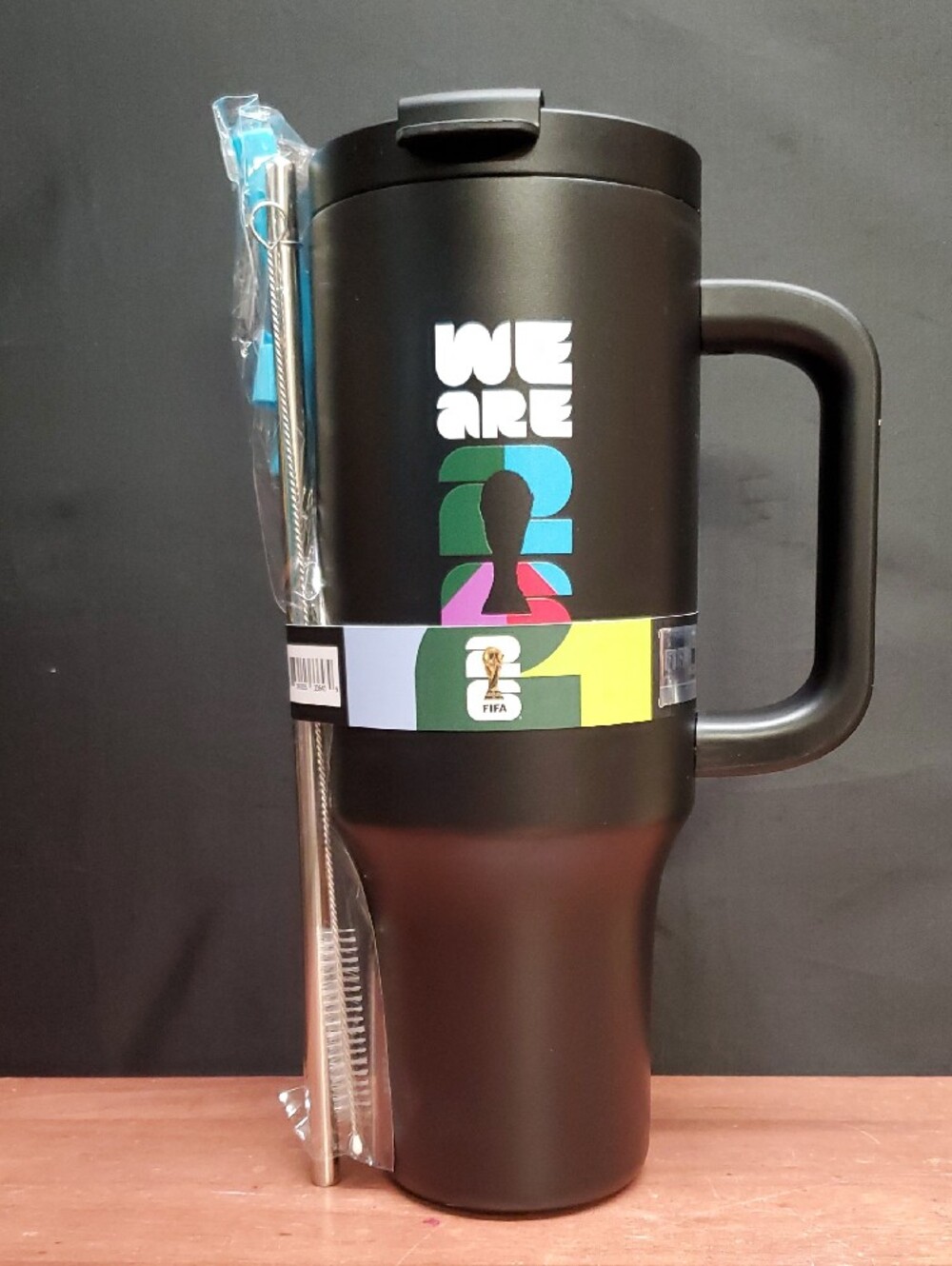 FIFA World Cup 'We Are 26' Atlanta 40oz Black Travel Mug with Handle and Straw